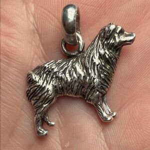 Vintage Sterling Silver Australian Shepherd Border Collie Dog Pendant Charm